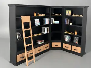 1:12 Modular Corner Library with Drawers & Ladder