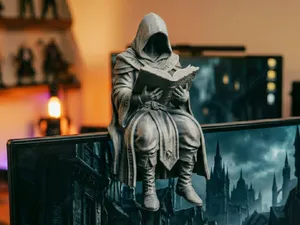 Hooded Wizard Monitor Sitter Reading a Book #017