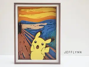 Pikachu in "The Scream" Painting - Shadow Box