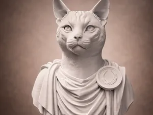 Imperial Cat Emperor - Luxury Roman Style Sculptur