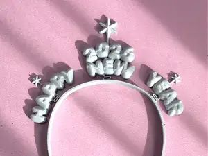 Fluffy Lettering Happy New Year Headband