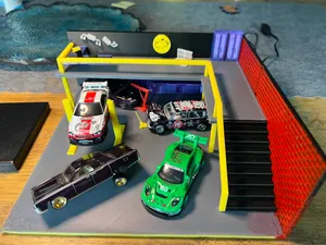 garage with mezzanine diorama 1:64 car