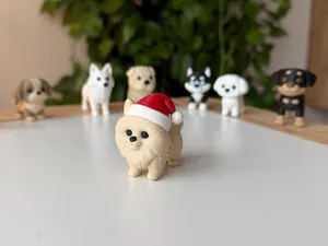 Pomeranian with Christmas hat