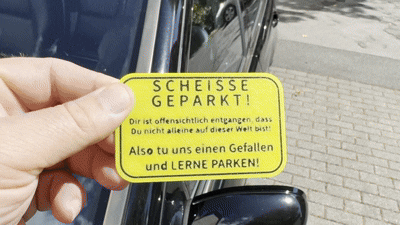 Scheisse geparkt Auto Schild Karte
