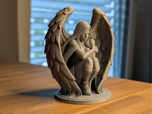 Hooded Guardian Angel Statue (Curled Wings)