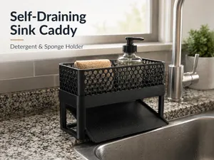 Self-Draining Sink Caddy–Detergent & Sponge Holder