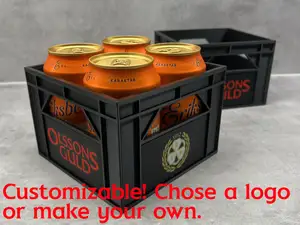 Beer crate with logo on separate plate.
