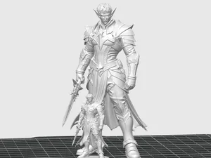 Männlicher Drow Kämpfer D&D Miniatur