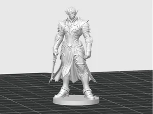 Männlicher Drow Kämpfer D&D Miniatur