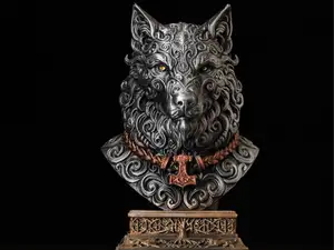 Fenrir Norse Wolf Bust - Detailed Viking Sculpture
