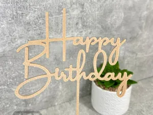 Happy Birthday Cake Topper Single Colour