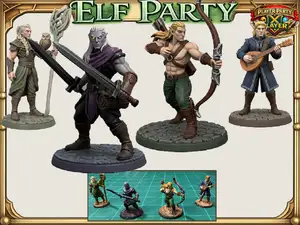 Elf Party: Druid Drow Ranger Bard - DnD PF Mini