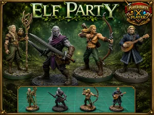 Elf Party: Druid Drow Ranger Bard - DnD PF Mini