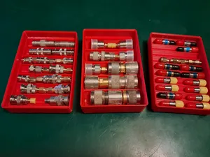 Stackable gridfinity trays for RF connectors