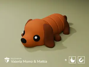 Cute Flexi Pets Puppy Dog (Keychain & Magnet)