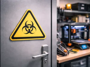 Warnschild „Biogefahr / Biohazard“