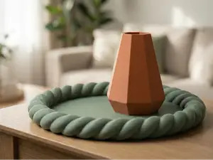 NORDIX Duo - Minimalist Vase & Braided Tray