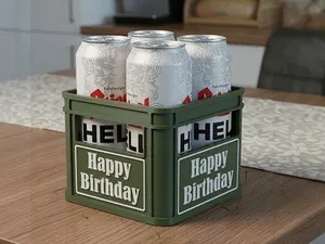 Customizable Miniature Beer Crate (Holds 4 Cans)