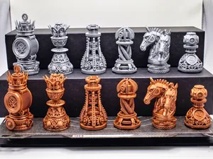 Steampunk Mechanical Chess Set | Gear Chess Pieces