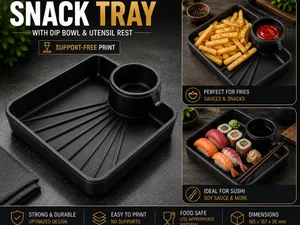 All-in-One Snack Tray with Dip Bowl & Utensil Rest