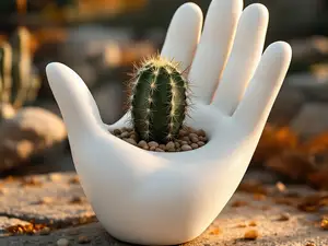 flower pot in the shape of a hand