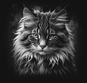 Norwegian Cat Hueforge Kitten in Black White | 3D Art Wallart and Home Decortion