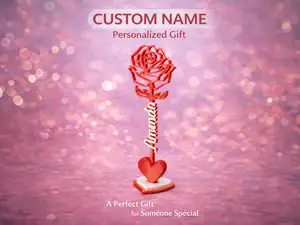 Valentine Rose with Stem "I love you"(Custom Name)