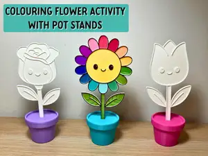 Flower Colouring Activity Set with Display Pots