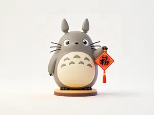 手拿福字的龙猫-中国春节特别款-农历新年儿童女孩涂色玩具