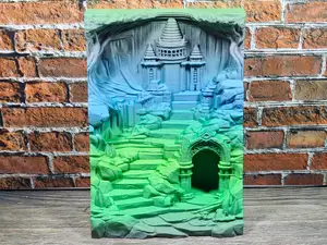 Verborgener Höhlentempel – 3D Terrarienrückwand