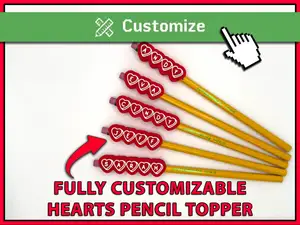 Cute Hearts Font Customizable Pencil topper Maker