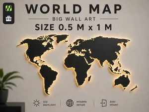 World map - big wall art (0.5 m x 1 m)