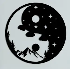 Day and night Yin-Yang 2D wall art