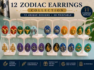 Zodiac Earrings Collection | 12 Zodiac Signs