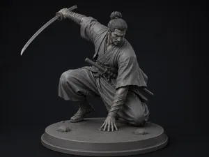 Classic Samurai With Katana Figure