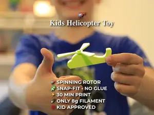 Simple Helicopter 30 Min Print | 8g PLA | Snap Fit