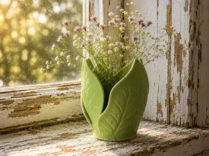 Leaf Bloom Vase – Nature Inspired Decorative Vase