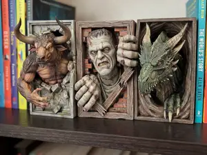 Book Nook Fantasy– Minotaur, Frankenstein & Dragon