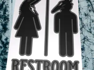 BeetleJuice Restroom Sign