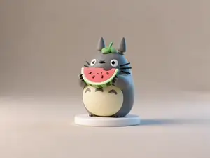 龙猫夏日吃瓜限定款-宫崎骏动画周边摆件-儿童涂色玩具