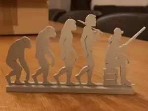 Human Evolution Silhouette ending as fishing man