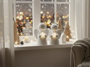 Christmas Angel Figures Holding Star And Heart
