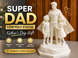 Father's Day Super Dad Statue Low Poly Gift