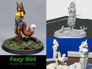 Stylish Fox Girl - High Detail Anthro Miniature