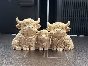 Highland Cow Family – Mom, Dad & Calf