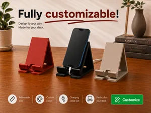 Customizable Phone Stand with Charging Cable Slot