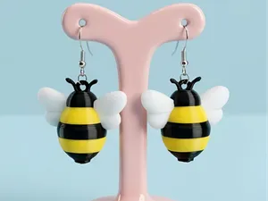 Cute Bee Earrings Multicolor AMS Easy Print