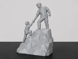 A Father's Hand – Low Poly Father & Son Sculpture