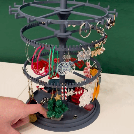 Rotating stand for earrings, rings and small necklaces, expandable