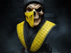 Mortal Kombat Scorpion Bust & Detailed skull Base